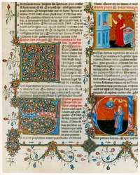 Letras iniciais iluminadas com cenas da vida de São Jerônimo, final do século XIV