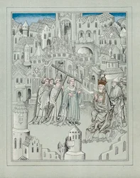 Ilustração das viagens do lendário cavaleiro inglês Sir John Mandeville, c1372