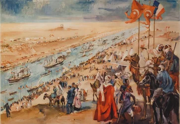 Cerimônia de inauguração do Canal de Suez em Port-Said, 17 de novembro de 1869, 1869.