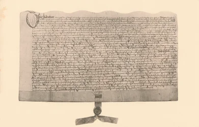 Escritura para a venda de terras, assinada por Guy Fawkes, início do século XVII, 1901