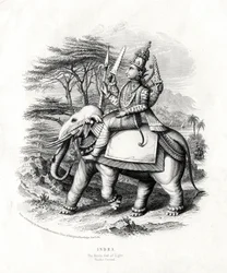 Indra, o deus hindu da luz, século XIX