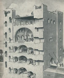 Dentro do Donjon de um castelo normando, c1934