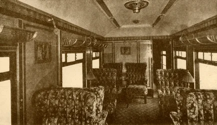 Interior do carro Pullman, Marjorie, Southern Railway, 1930.