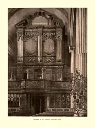 Interior de St. Magnus Looking West, meados do século XIX.