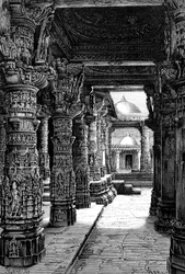 Interior de um templo de Jaina, Mount Abu, Rajasthan, Índia, 1895