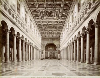 Interior da Basílica de São Paulo Fora dos Muros, Roma, Itália, final do século XIX ou início do século XX