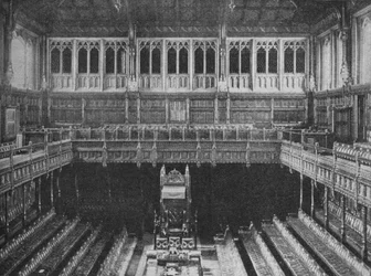 Interior da Câmara dos Comuns, Westminster, olhando para a Cadeira de Oradores, 1909
