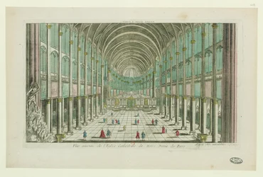 Vista interior da catedral Notre-Dame de Paris, ca 1770.