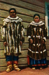 Pessoas inuit do Alasca, norte dos EUA, c1928.