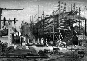 Navio de ferro, estaleiro Srrs Samudas, ilha de cães, Londres, c1880