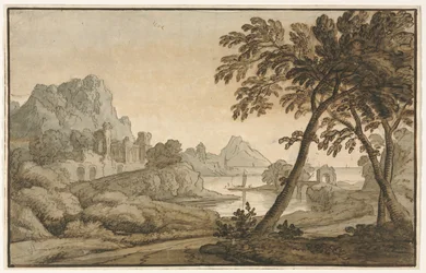 Paisagem italiana, década de 1700.