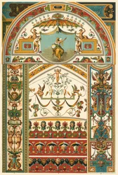 Pintura de teto e parede renascentista italiana, 1898.