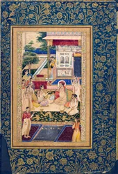 Jahangir e o príncipe Khurram com Nur Jahan, c1624-1625