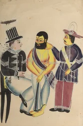 Carcereiro Recebendo o Mahant de Tarakeshwar na prisão, no século XIX.