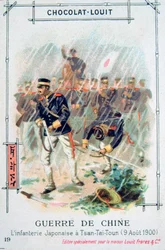 Infantaria japonesa em Tsan-Tai-Toun, China, rebelião dos boxeadores, 9 de agosto de 1900