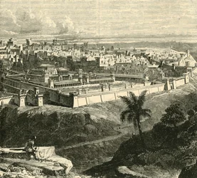 Jerusalém no tempo de Jesus Cristo, mostrando o Templo restaurado por Herodes, o Grande, 1890