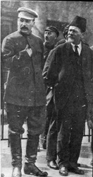José Estaline e Mikhail Kalinin, líderes soviéticos, década de 1930