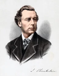 Joseph Chamberlain, político britânico, c1880.