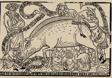 Judeus Judensau semeiam, ca 1470.