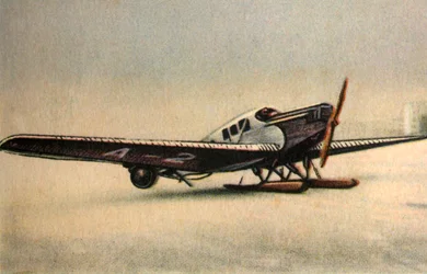 Junkers F13 L avião com patins de neve, 1920, 1932.