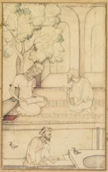 Kabir e dois seguidores em um terraço, c. 1610-1620.