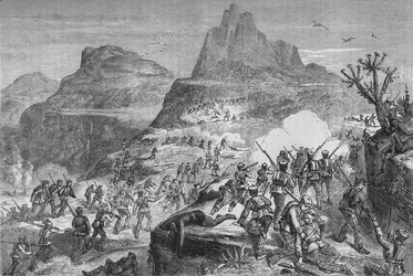 Guerra Kaffir - atacando uma posição nativa, c1880