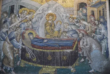 Kariye Camii (Igreja St Sauveur In Chora) fresco : Dormition (morte de Maria), Istambul, Turquie