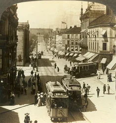 Karl Johan Street, WNW para o Palácio Real, Christiania, Noruega, c1905.