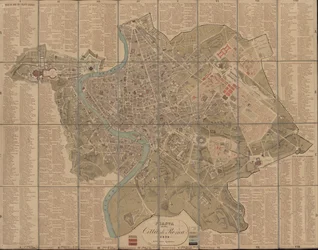 Mapa da coleção cartográfica da Biblioteca Nacional. O mapa foi publicado em Roma (1852) e mostra Roma