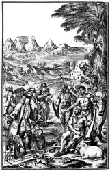 Khoikhois trocando gado, África do Sul, 1931