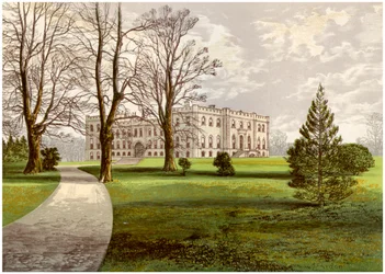 Castelo de Kimbolton, Huntingdonshire, casa do Duque de Manchester, c1880