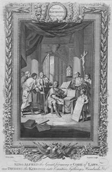 Rei Alfred, o Grande, formando um Código de Leis e dividindo o Reino em condados, c1787
