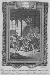 O rei Edmundo I assassinado por Leolf, o Ladrão, c. 1787