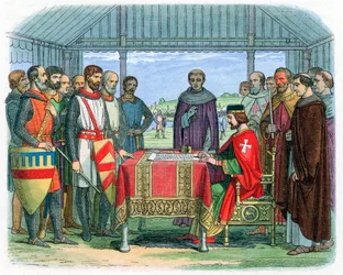 Rei João assinando a Carta Magna em Runnymede, Surrey, 15 de junho de 1215 1864