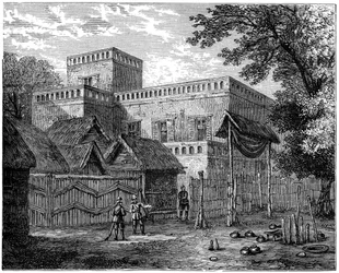 Palácio do rei Koffees, Coomassie, guerra de Ashanti, África, 1900