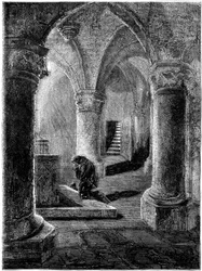 Rei Ricardo I 1157-1199 ajoelhado diante do santuário de São Januário