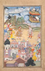 Rei Sal visita Kala Yavana, fólio dessa lenda que Hari Krishna, K. ೧೫೯೦- ೯೫.