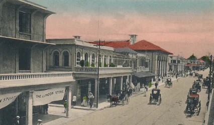 King Street, olhando para o norte, Kingston, Jamaica, início do século XX.