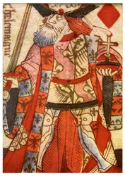 Rei dos diamantes de um baralho francês de cartas de baralho, c1500 1956