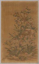 Painel de Ko Ssu: Rochas e Narciso, de 1700 a 1800.