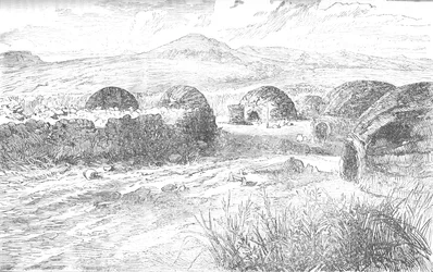 Kraal, onde o príncipe Louis Napoleão e seu partido foram selados e foram demitidos, c1880