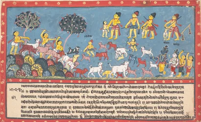 Krishna, Balarama, e os Cowherders... de um Bhagavata Purana Disperso..., 1800-1825.