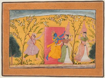 Krishna cobra um preço das Milkmaids, de um Bhagavata Purana, c. 1600