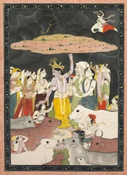 Krishna Lifting Govardhana, c. 1780-1790.