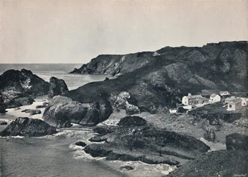 Enseada de Kynance - a enseada e a vila, 1895