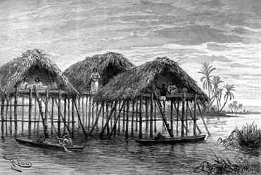 Moradias nos lagos de Santa Rosa, perto de Maracaibo, Venezuela, 1895