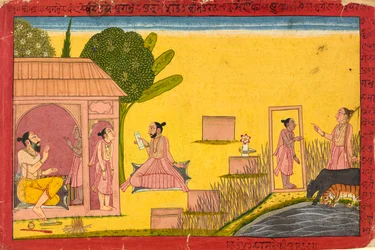Lakshmana no eremitério, fólio de um Ramayana, ca. 1690-1710.