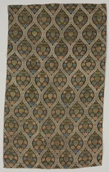Fragmento de Lampas com flores em treliça ogival, 1600s.