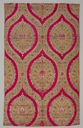 Lampas com medalhões florais em treliça ogival, 1550-1575.