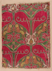 Lampas com leões galopantes, palmeiras e escudos, 1400s.
